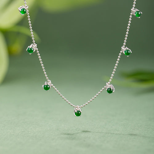 Natural Jade Necklace Silver Jadeite Necklace