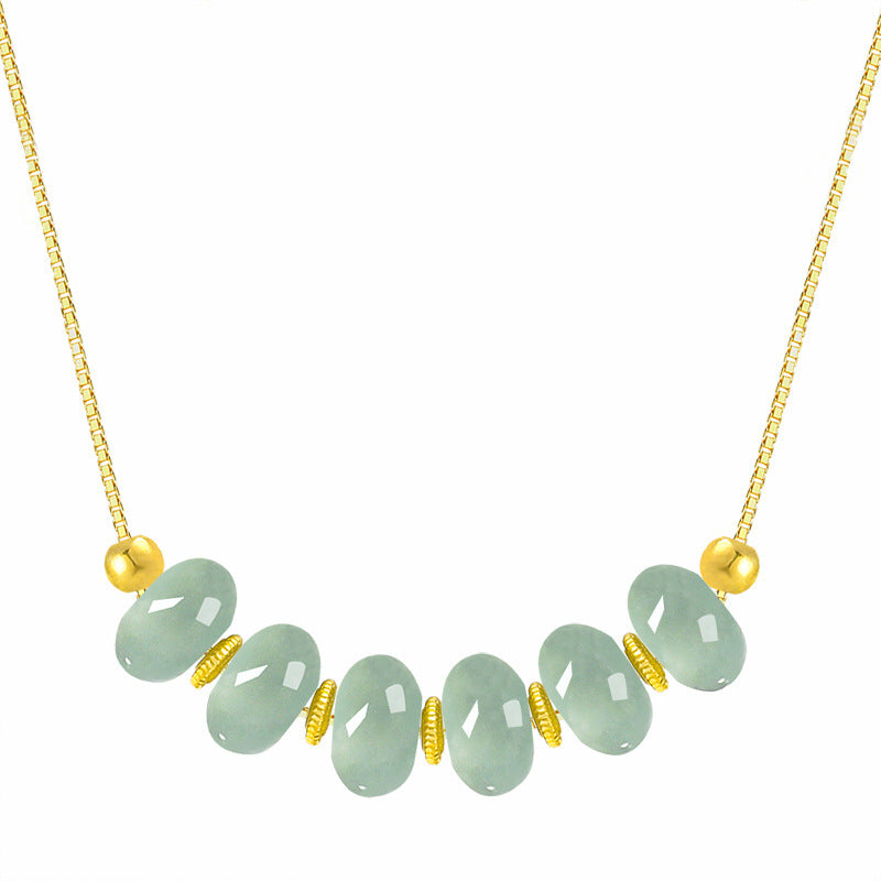 Natural Jade Necklace Silver Jadeite Necklace