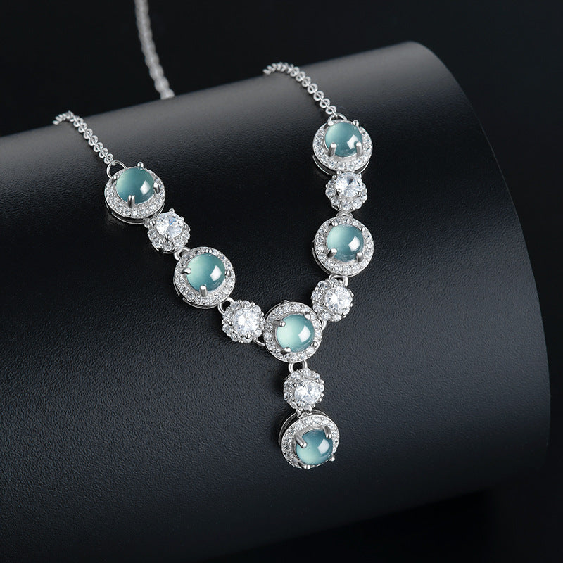 Natural Jade Necklace Silver Jadeite Necklace