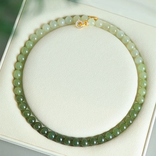 Natural Jade Necklace Silver Nephrite Necklace