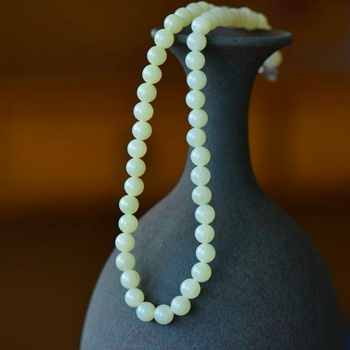 Natural Jade Necklace Silver Nephrite Necklace