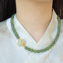 Natural Jade Necklace Silver Nephrite Necklace