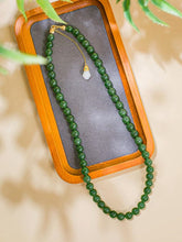 Natural Jade Necklace Silver Nephrite Necklace