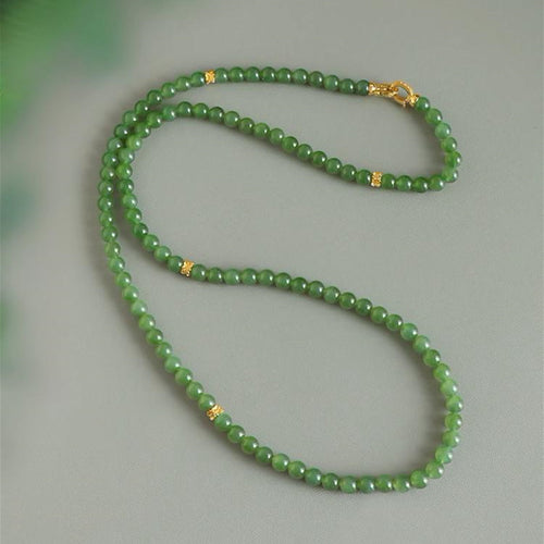 Natural Jade Necklace Silver Nephrite Necklace