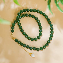 Natural Jade Necklace Silver Nephrite Necklace