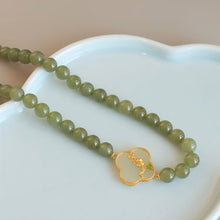 Natural Jade Necklace Silver Nephrite Necklace