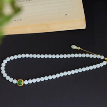 Natural Jade Necklace Silver Nephrite Necklace