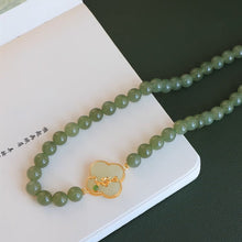 Natural Jade Necklace Silver Nephrite Necklace