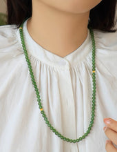 Natural Jade Necklace Silver Nephrite Necklace