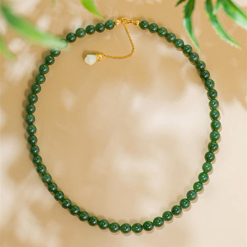 Natural Jade Necklace Silver Nephrite Necklace