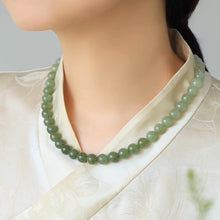 Natural Jade Necklace Silver Nephrite Necklace