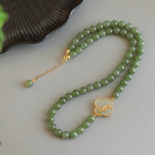 Natural Jade Necklace Silver Nephrite Necklace