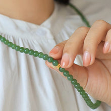 Natural Jade Necklace Silver Nephrite Necklace