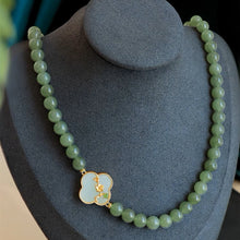 Natural Jade Necklace Silver Nephrite Necklace