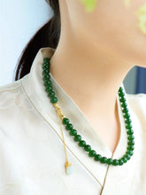 Natural Jade Necklace Silver Nephrite Necklace