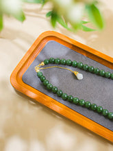 Natural Jade Necklace Silver Nephrite Necklace