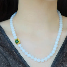 Natural Jade Necklace Silver Nephrite Necklace