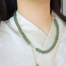 Natural Jade Necklace Silver Nephrite Necklace