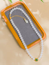 Natural Jade Necklace Silver Nephrite Necklace