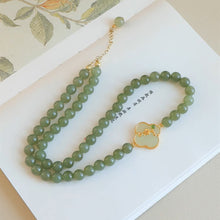 Natural Jade Necklace Silver Nephrite Necklace