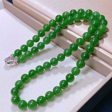 Natural Jade Necklace Silver Nephrite Necklace