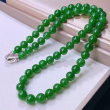 Natural Jade Necklace Silver Nephrite Necklace