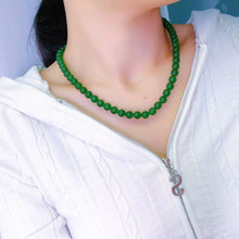 Natural Jade Necklace Silver Nephrite Necklace