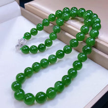 Natural Jade Necklace Silver Nephrite Necklace