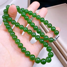 Natural Jade Necklace Silver Nephrite Necklace
