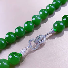 Natural Jade Necklace Silver Nephrite Necklace