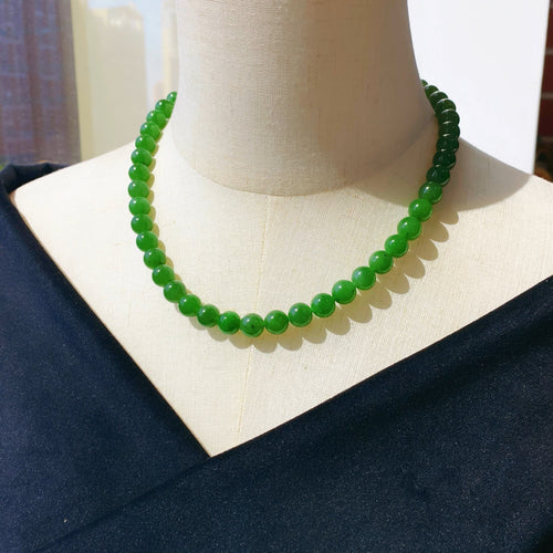 Natural Jade Necklace Silver Nephrite Necklace