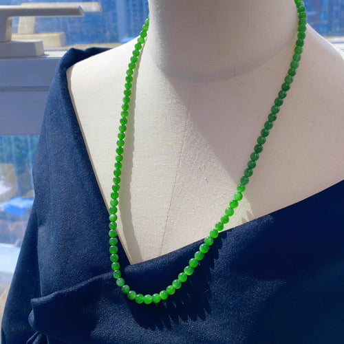 Natural Jade Necklace Silver Nephrite Necklace