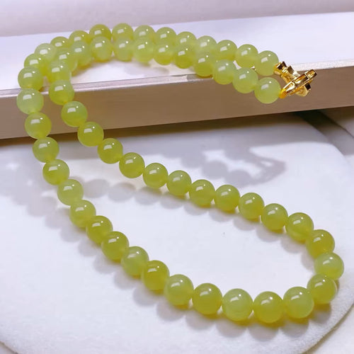Natural Jade Necklace Silver Nephrite Necklace