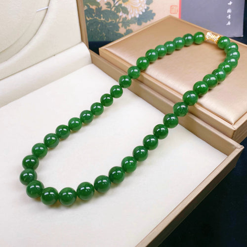 Natural Jade Necklace Silver Nephrite Necklace