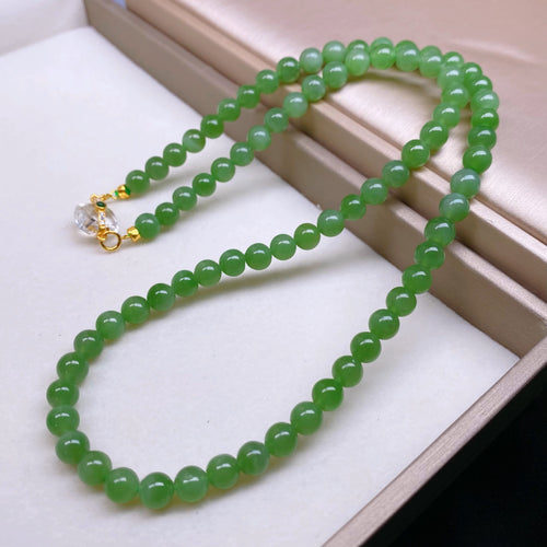 Natural Jade Necklace Silver Nephrite Necklace