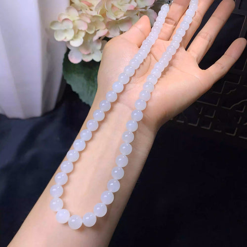 Natural Jade Necklace Silver Nephrite Necklace