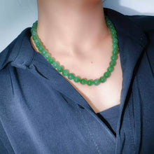 Natural Jade Necklace Silver Nephrite Necklace