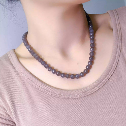 Natural Jade Necklace Silver Nephrite Necklace
