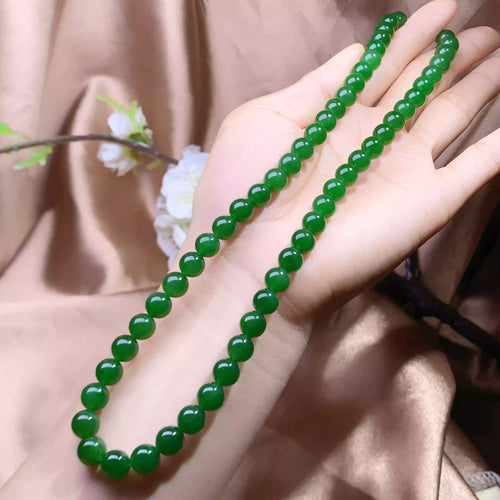 Natural Jade Necklace Silver Nephrite Necklace
