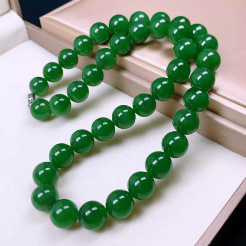 Natural Jade Necklace Silver Nephrite Necklace
