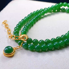Natural Jade Necklace Silver Nephrite Necklace