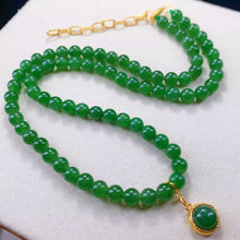 Natural Jade Necklace Silver Nephrite Necklace