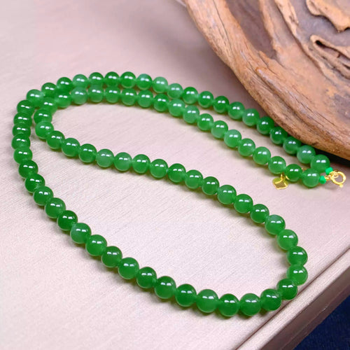 Natural Jade Necklace Silver Nephrite Necklace