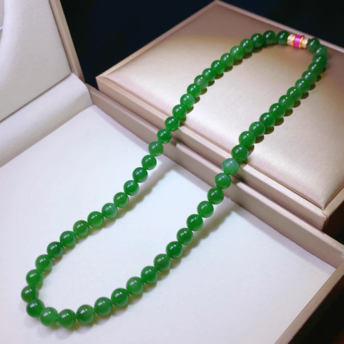 Natural Jade Necklace Silver Nephrite Necklace