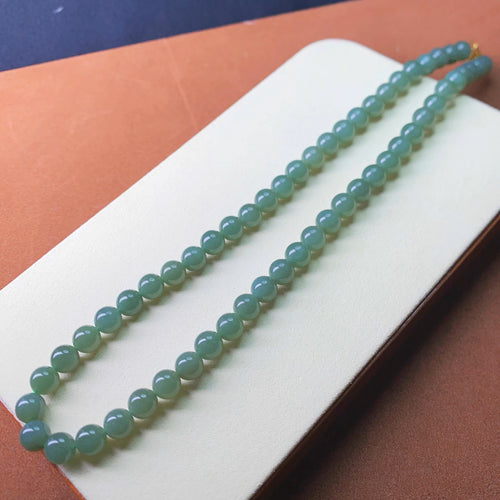 Natural Jade Necklace Silver Nephrite Necklace