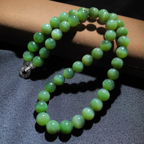Natural Jade Necklace Silver Nephrite Necklace