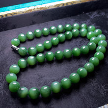 Natural Jade Necklace Silver Nephrite Necklace
