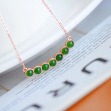 Natural Jade Necklace Silver Nephrite Necklace
