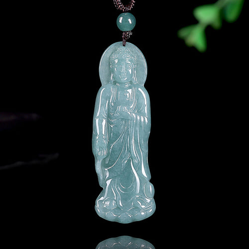 Natural Jade Pendant Amitabha Buddha Jadeite Pendant