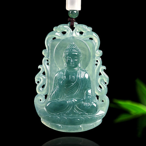 Natural Jade Pendant Amitabha Buddha Jadeite Pendant